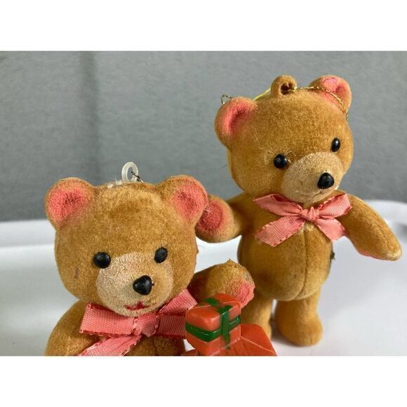 Vintage Christmas Teddy Bear Ornaments Lot Set of 2 Holiday Tree Decor - Picture 10 of 10